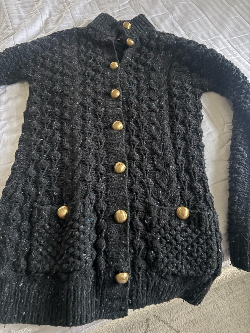 Juicy Coutor Blue Speckle Chunky Knit Button-Front Women's Sweater Cardigan
